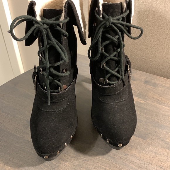 Baby Phat Bonnie Suede Platform Ankle Boots with Faux Fur NWOT - Picture 5 of 12